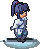 The hero standing on a flying sword